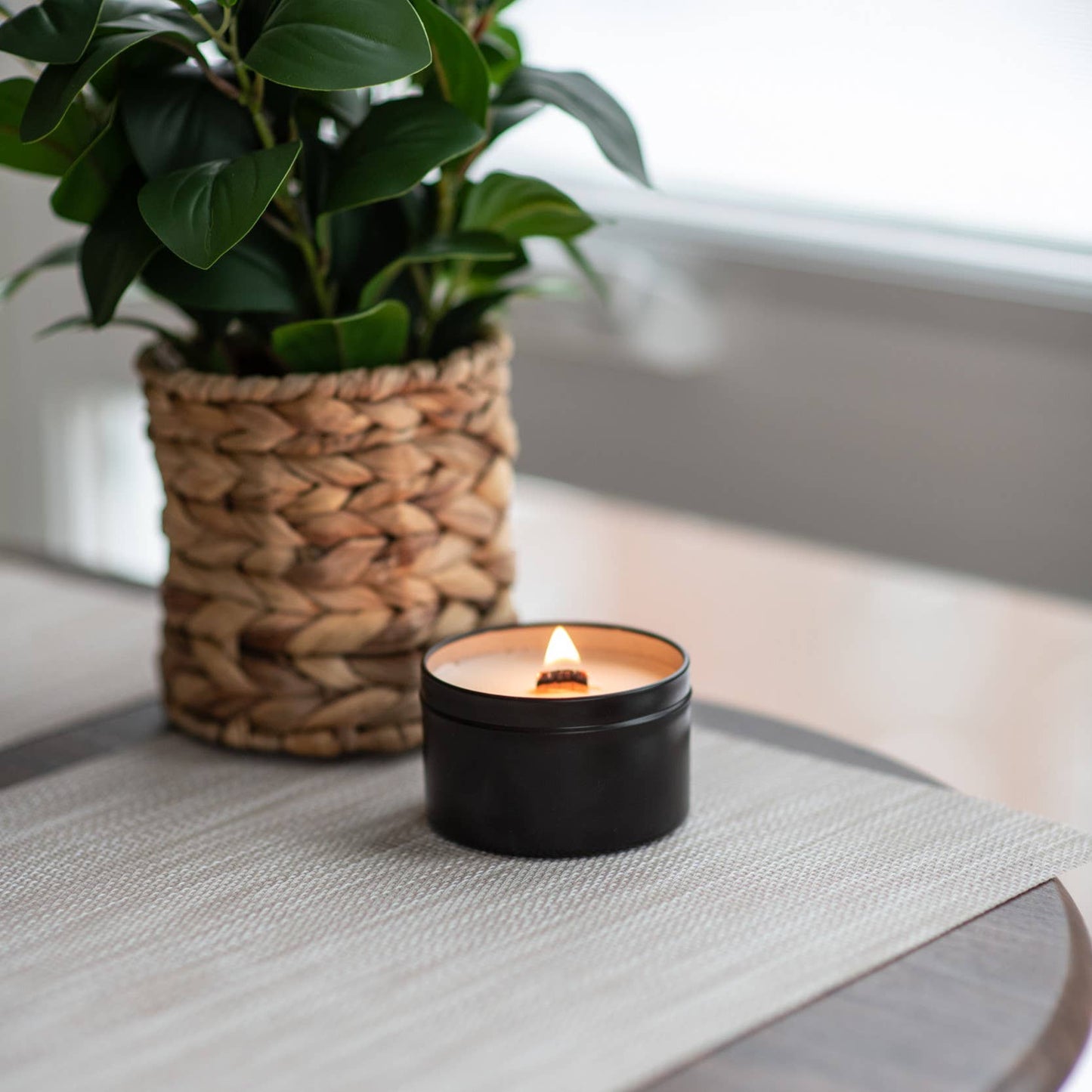 Brown Sugar + Fig Wood Wick Black Soy Candle: 6oz