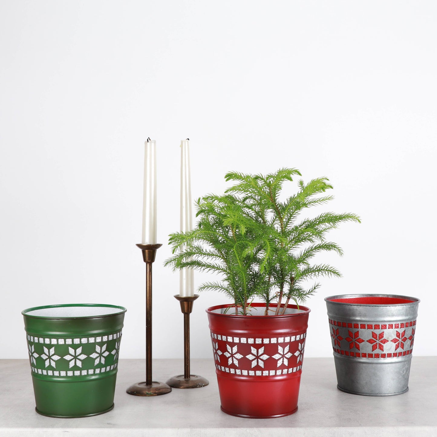 4" Winter Star Metal Pot for Houseplants