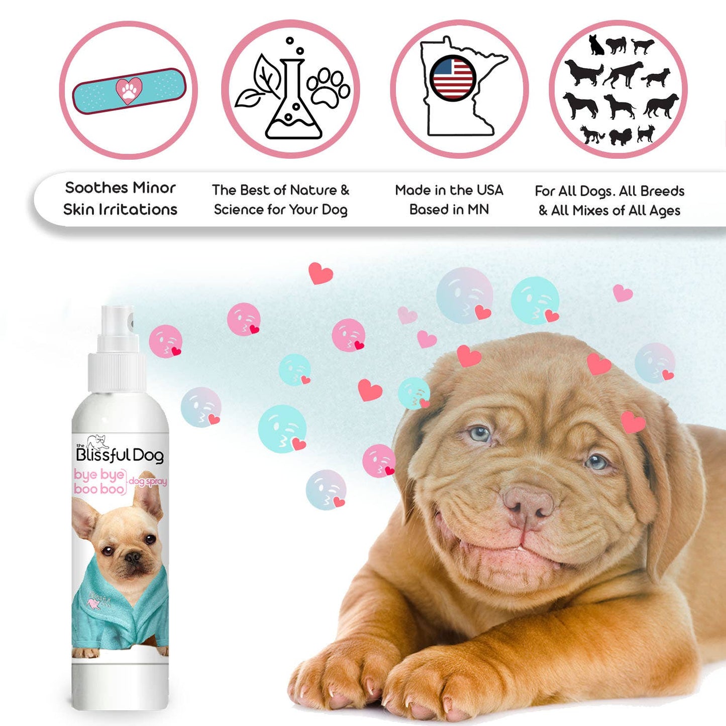 The Blissful Dog - Bye Boo Boo Spray For Itchy, Irritated Dog Skin: 4 oz