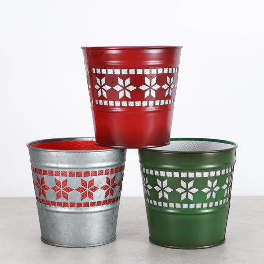 4" Winter Star Metal Pot for Houseplants