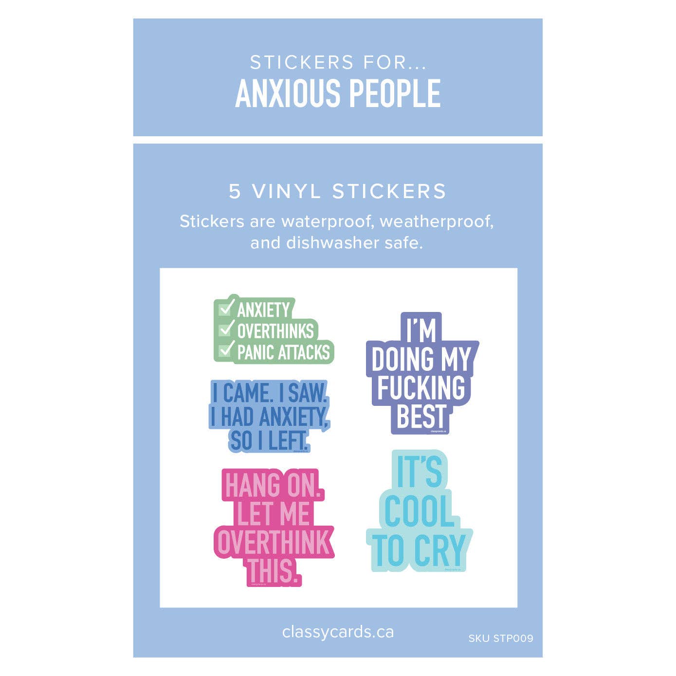 Classy Cards Creative - Stickers for Anxious People - 5 Pack
