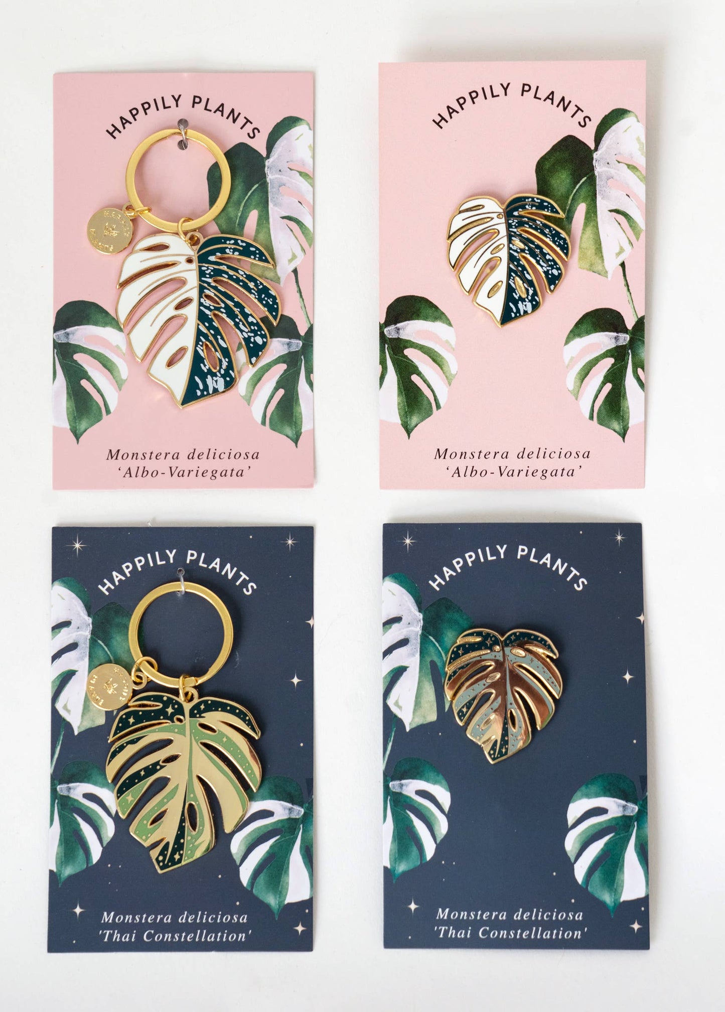 Happily Plants - Monstera 'Thai Constellation' Plant Keychain, Plant Gifts