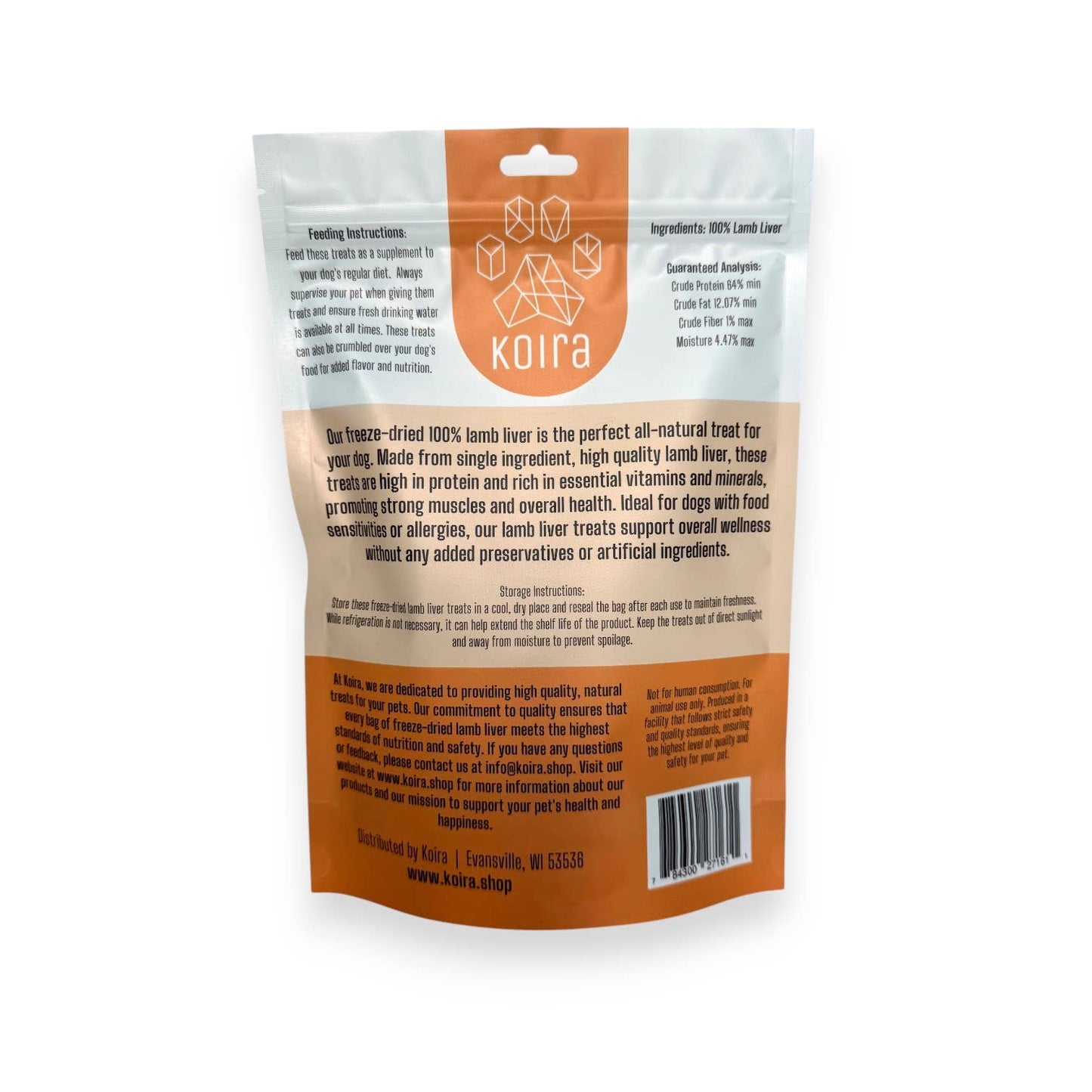 Koira - Freeze-dried Lamb Liver Dog Treats: 4 oz Bag