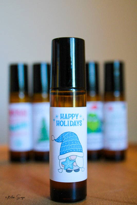 "Happy Holidays" Gnome Essential Oil Roller Gift