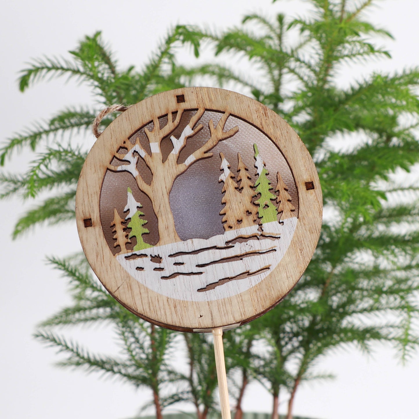 LED Lighted Wintery Scene Plant Picks