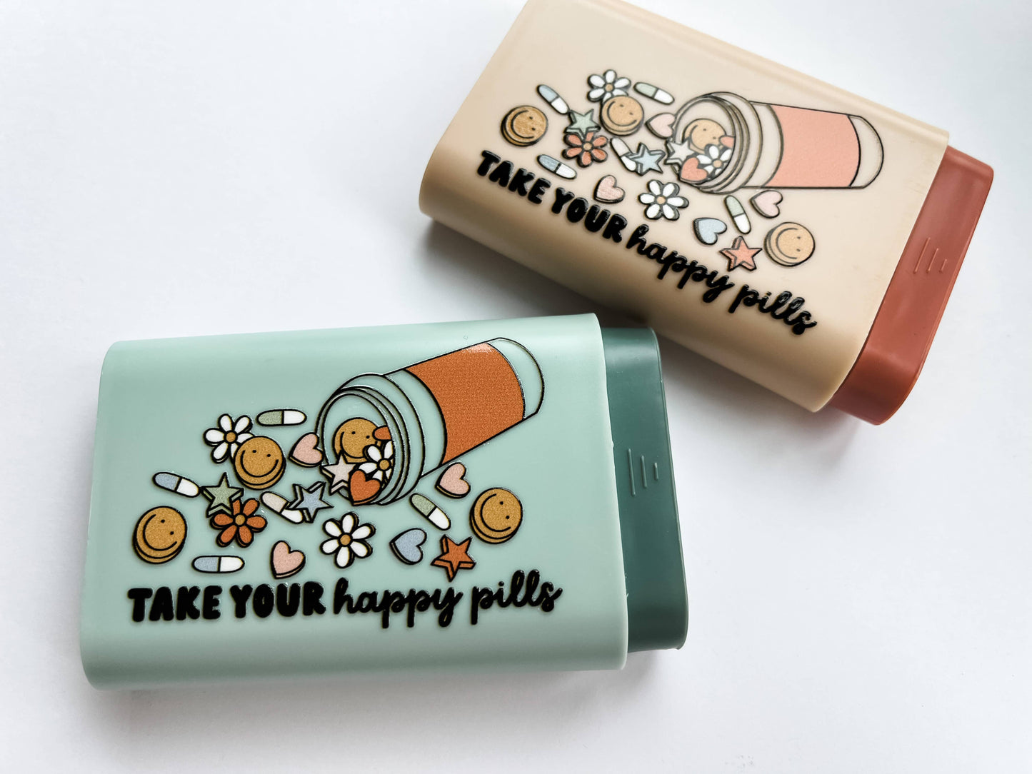 Boho + Babe - Take your Happy Pills Container: Teal