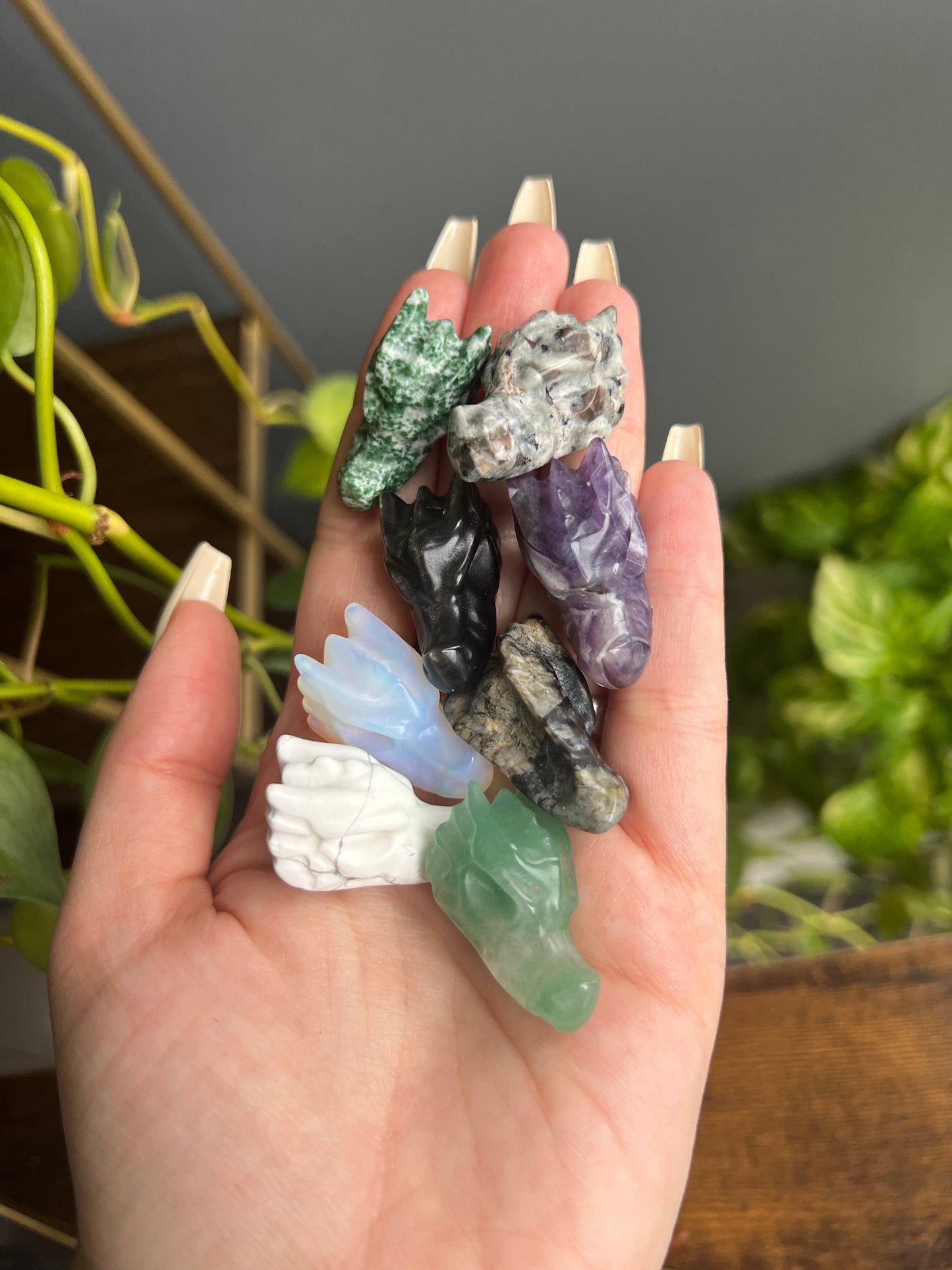 Sapphire & Sage - Opalite Crystal Dragon Head Carving