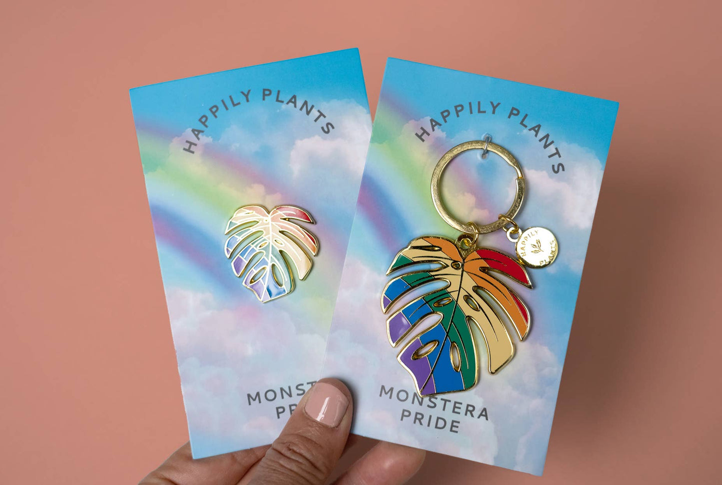 Happily Plants - Monstera Pride Rainbow' Plant Keychain, Pride Gifts