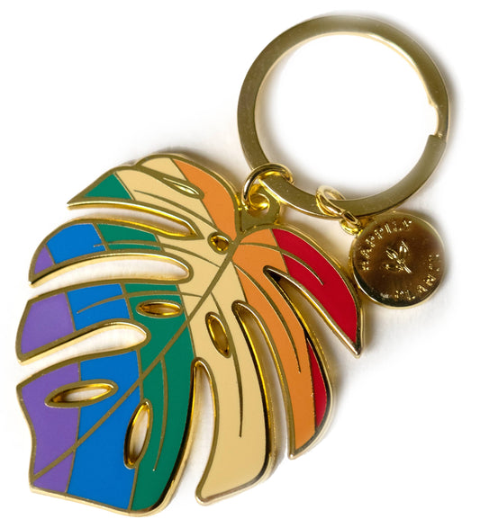 Happily Plants - Monstera Pride Rainbow' Plant Keychain, Pride Gifts