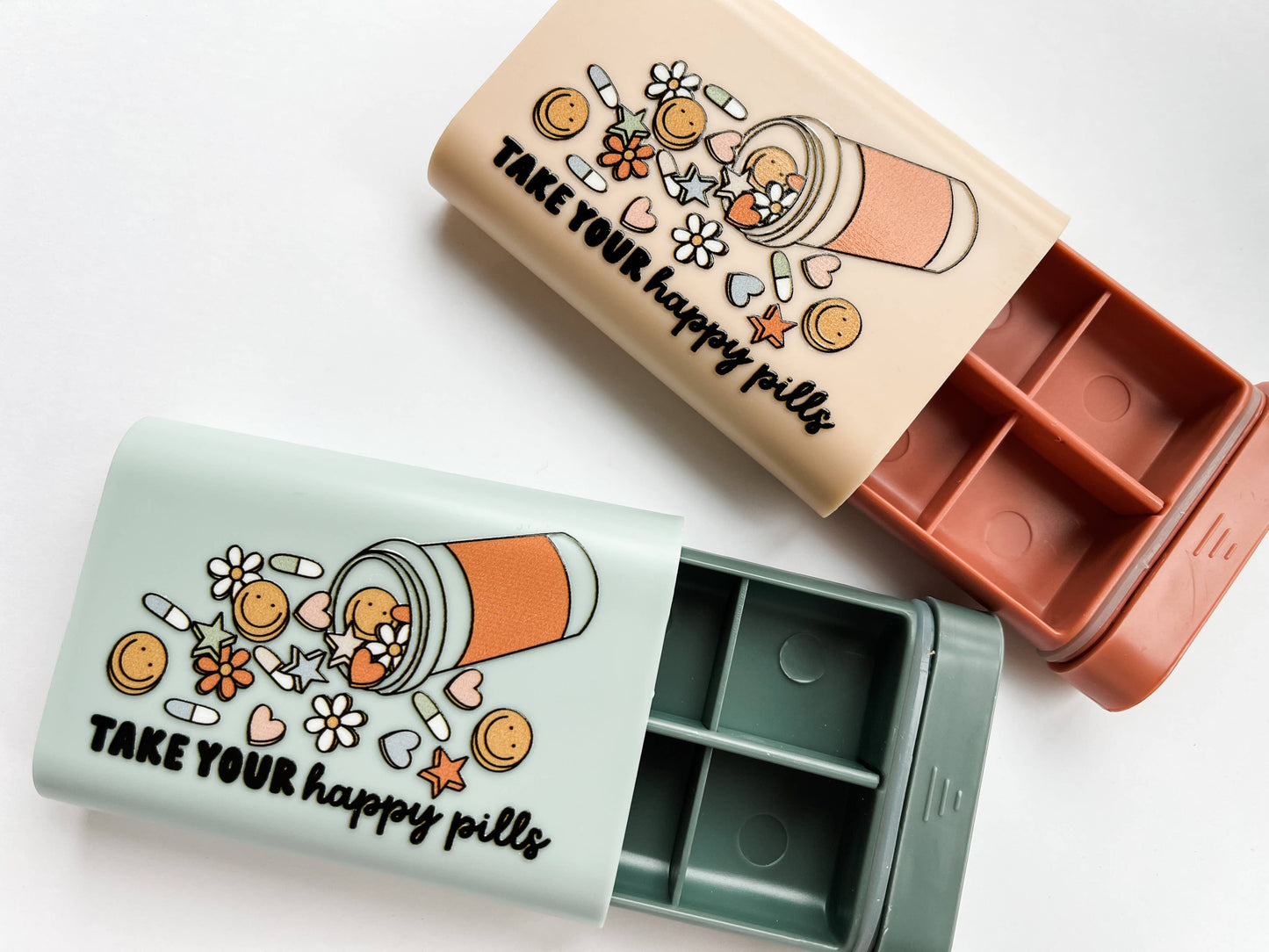 Boho + Babe - Take your Happy Pills Container: Teal