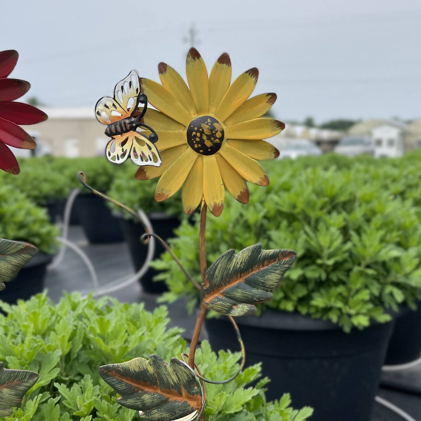 Thorsen's Greenhouse - Decorative Flower Plant Stakes: Red - Dragonfly