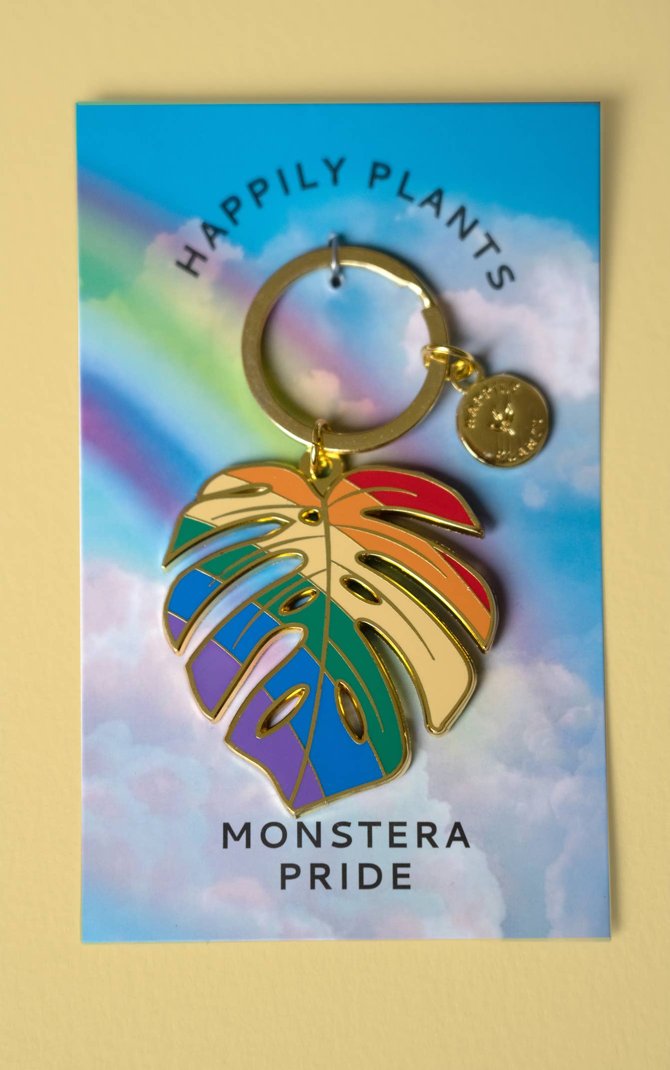 Happily Plants - Monstera Pride Rainbow' Plant Keychain, Pride Gifts