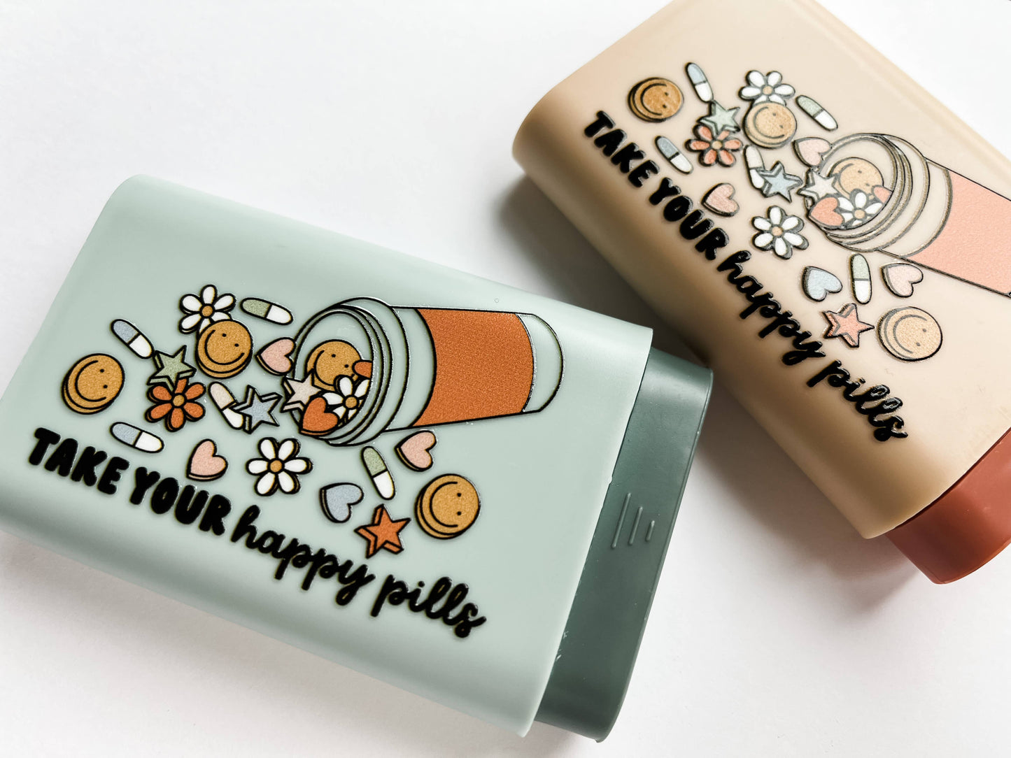 Boho + Babe - Take your Happy Pills Container: Teal