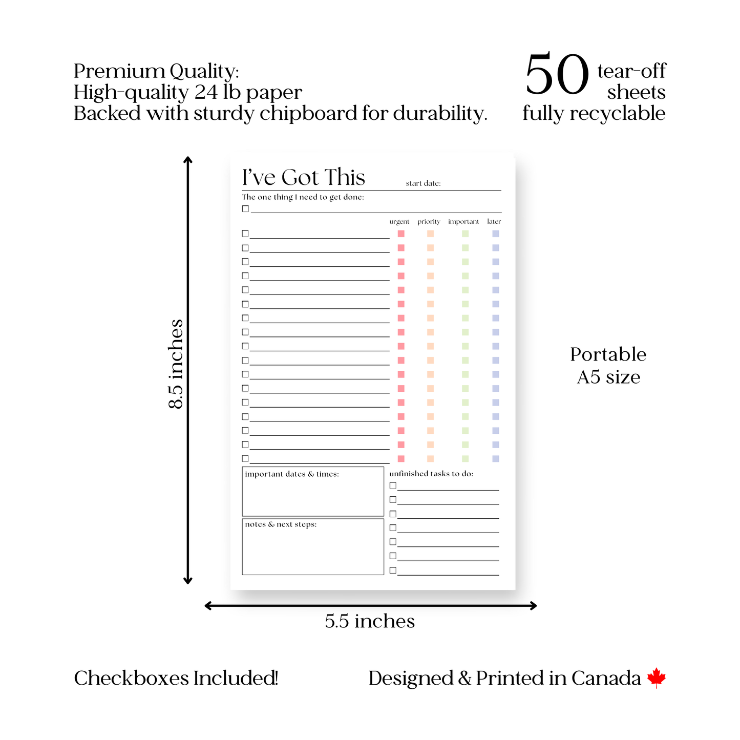 Eleventh and Taylor - I've Got This! Daily and Weekly To-Do List: 50-Page Notepad