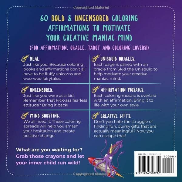 Rage Create - Sweet-Ass Affirmations Coloring Book - 60 Coloring Mosaics