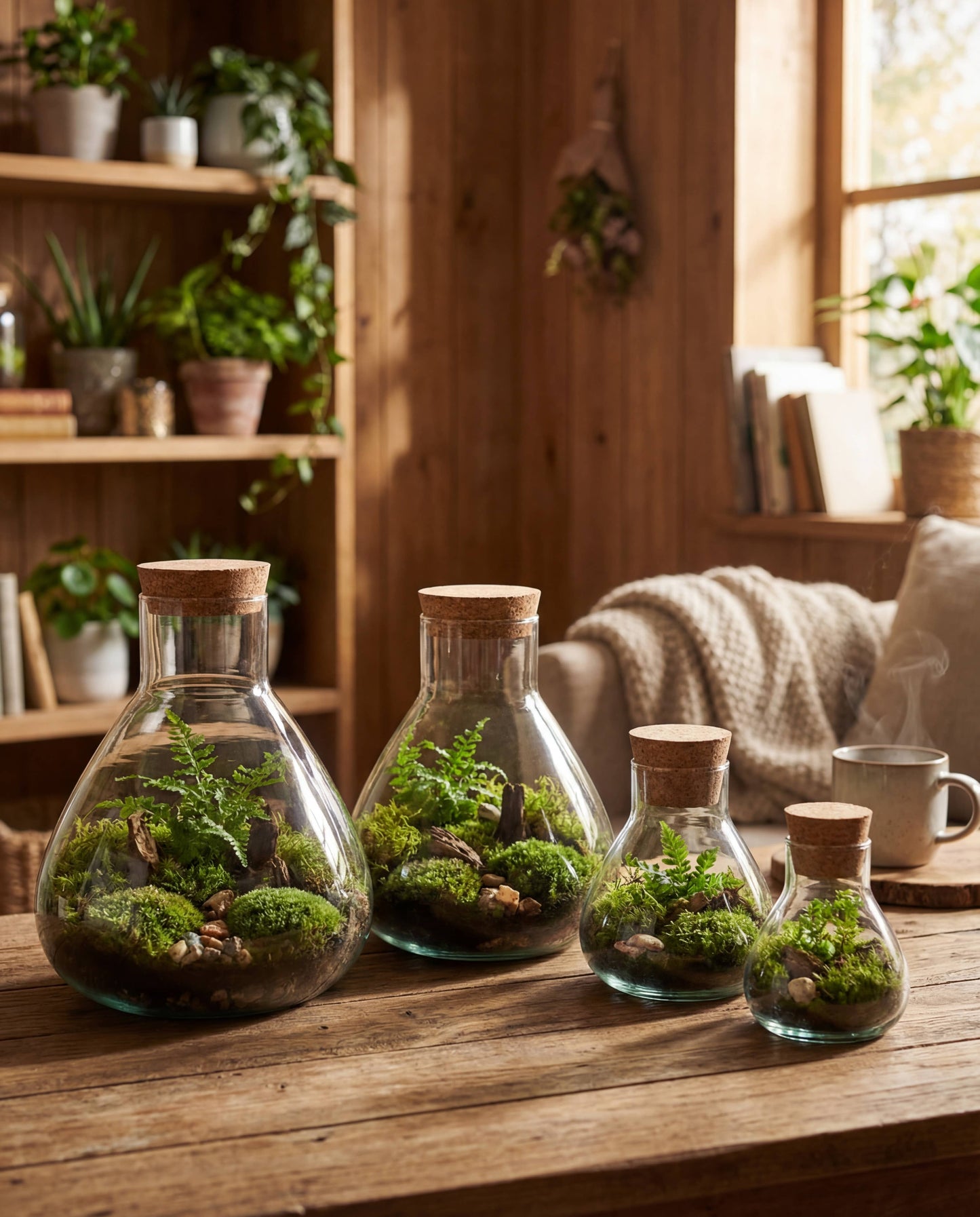 Creation Jute - Recycled Handblown Closed Cork Terrarium Glass (8.8" x 9.7")