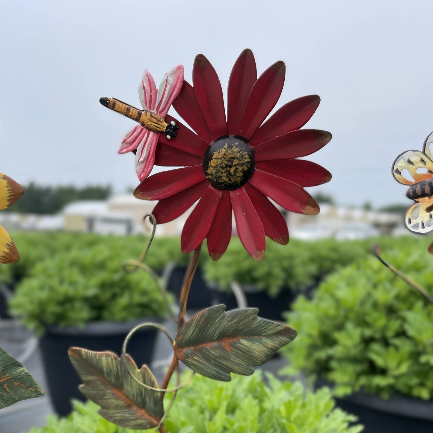 Thorsen's Greenhouse - Decorative Flower Plant Stakes: Red - Dragonfly