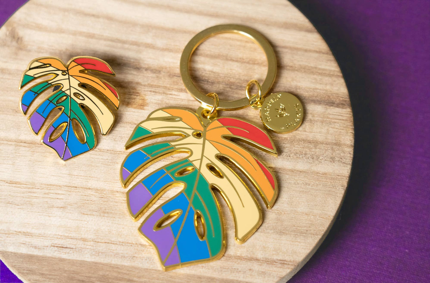 Happily Plants - Monstera Pride Rainbow' Plant Keychain, Pride Gifts
