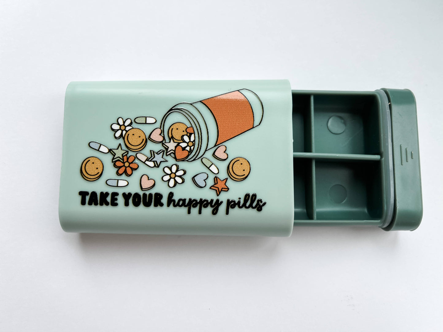 Boho + Babe - Take your Happy Pills Container: Teal