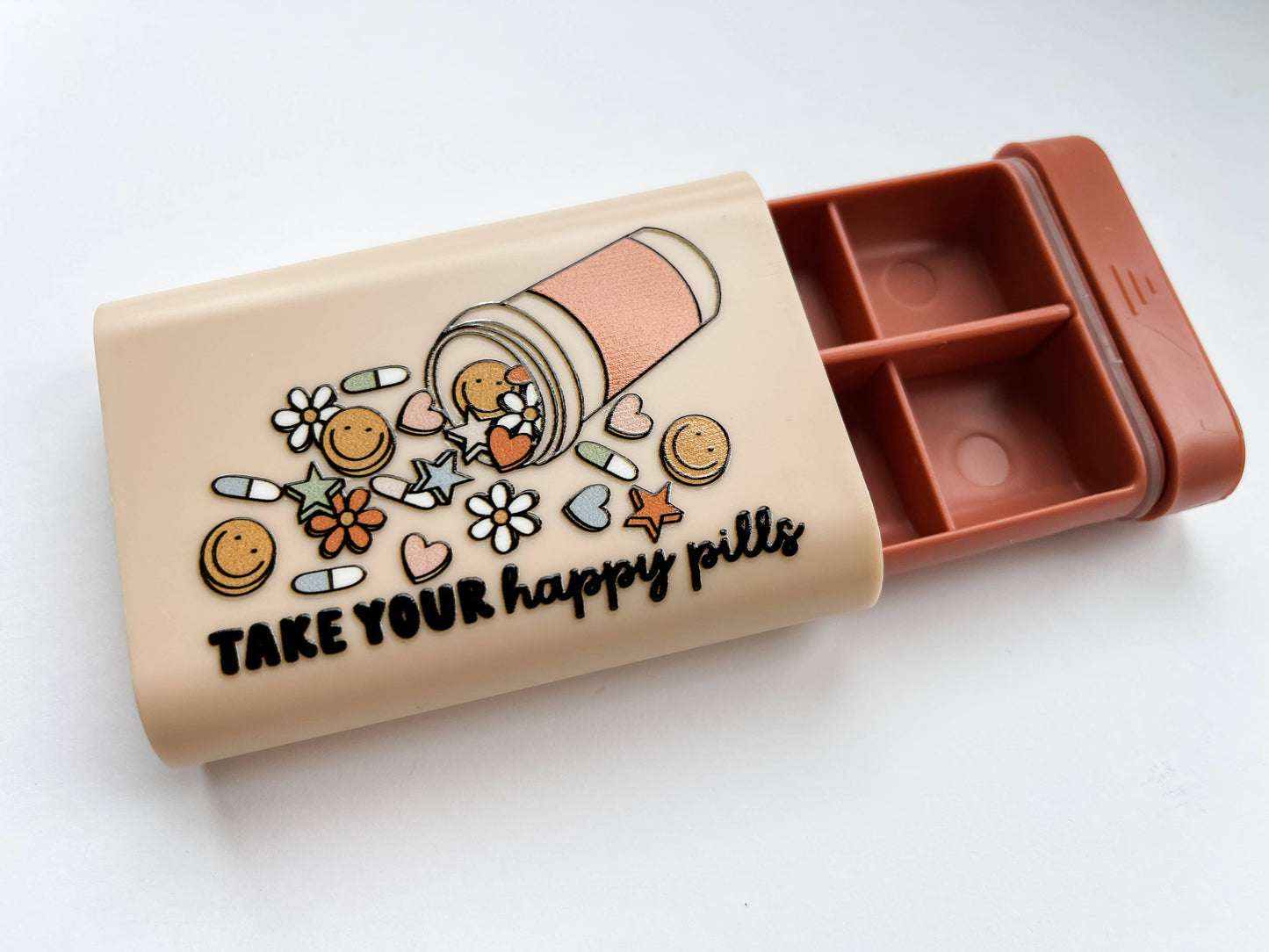 Boho + Babe - Take your Happy Pills Container: Teal