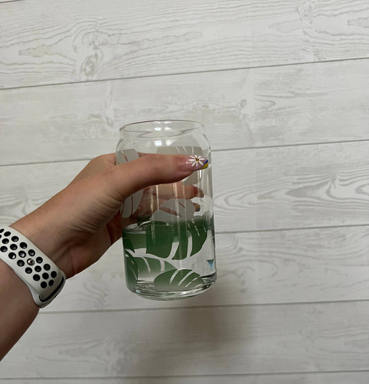 Mason Jar Designs - Color changing monstera cup