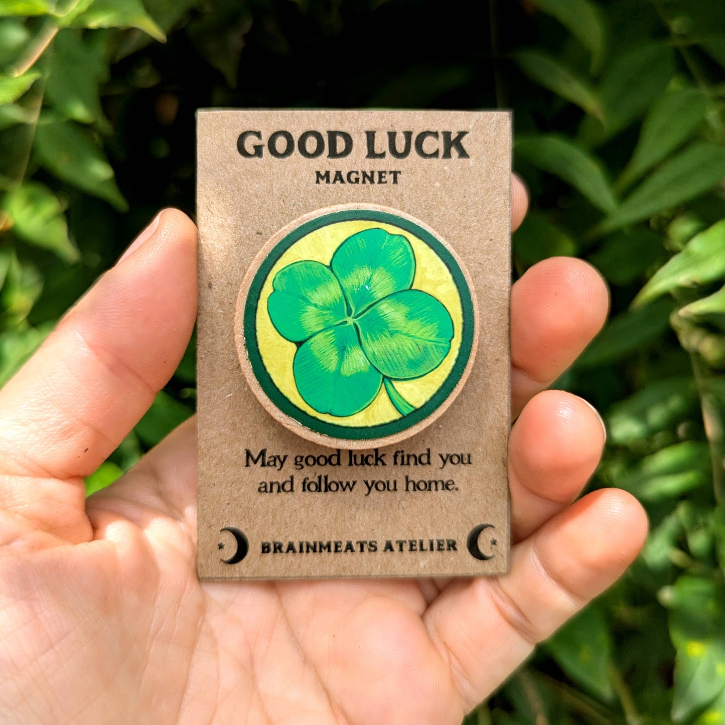 Brainmeats Atelier - Good Luck Magnet – Clover Intention Token for Fortune