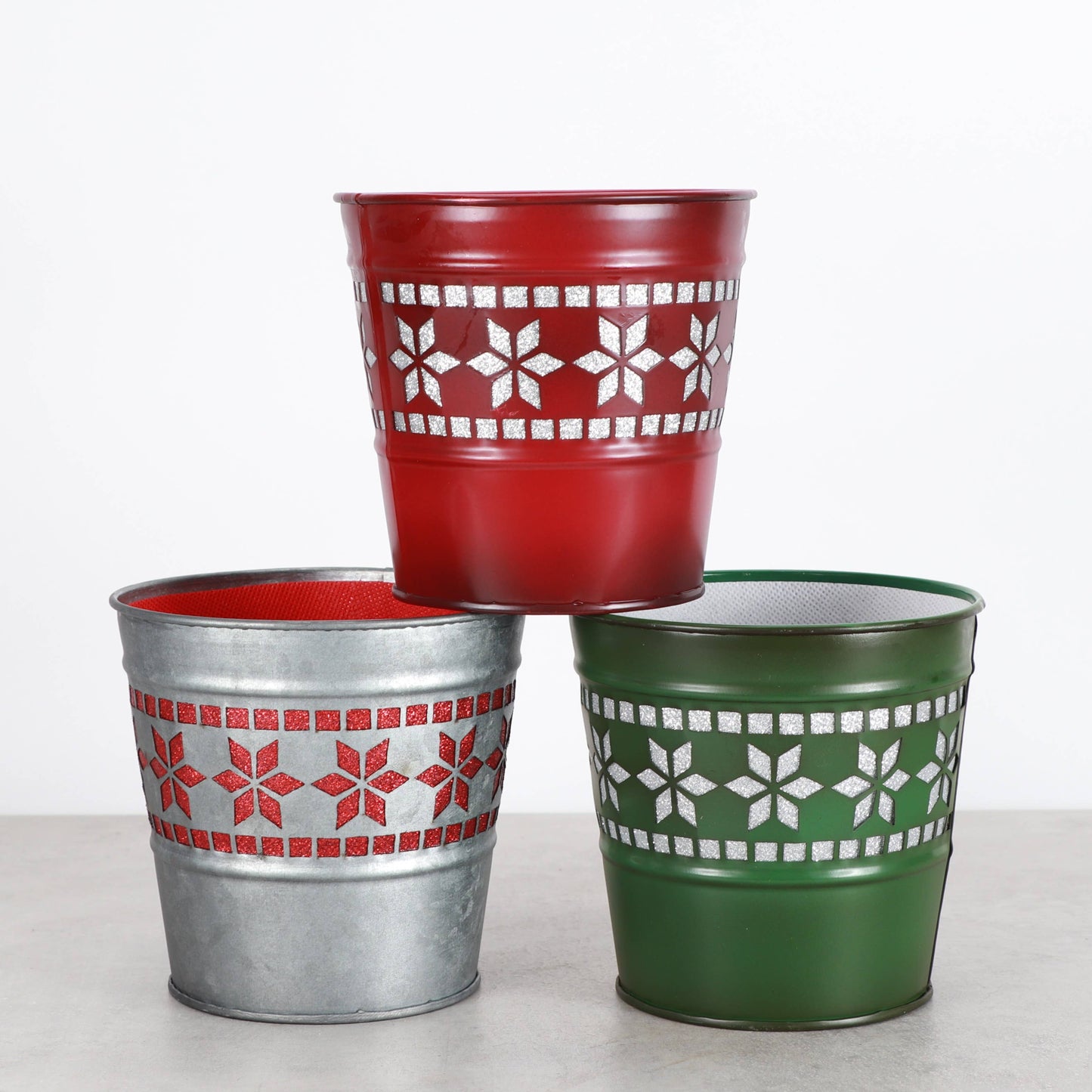 4" Winter Star Metal Pot for Houseplants