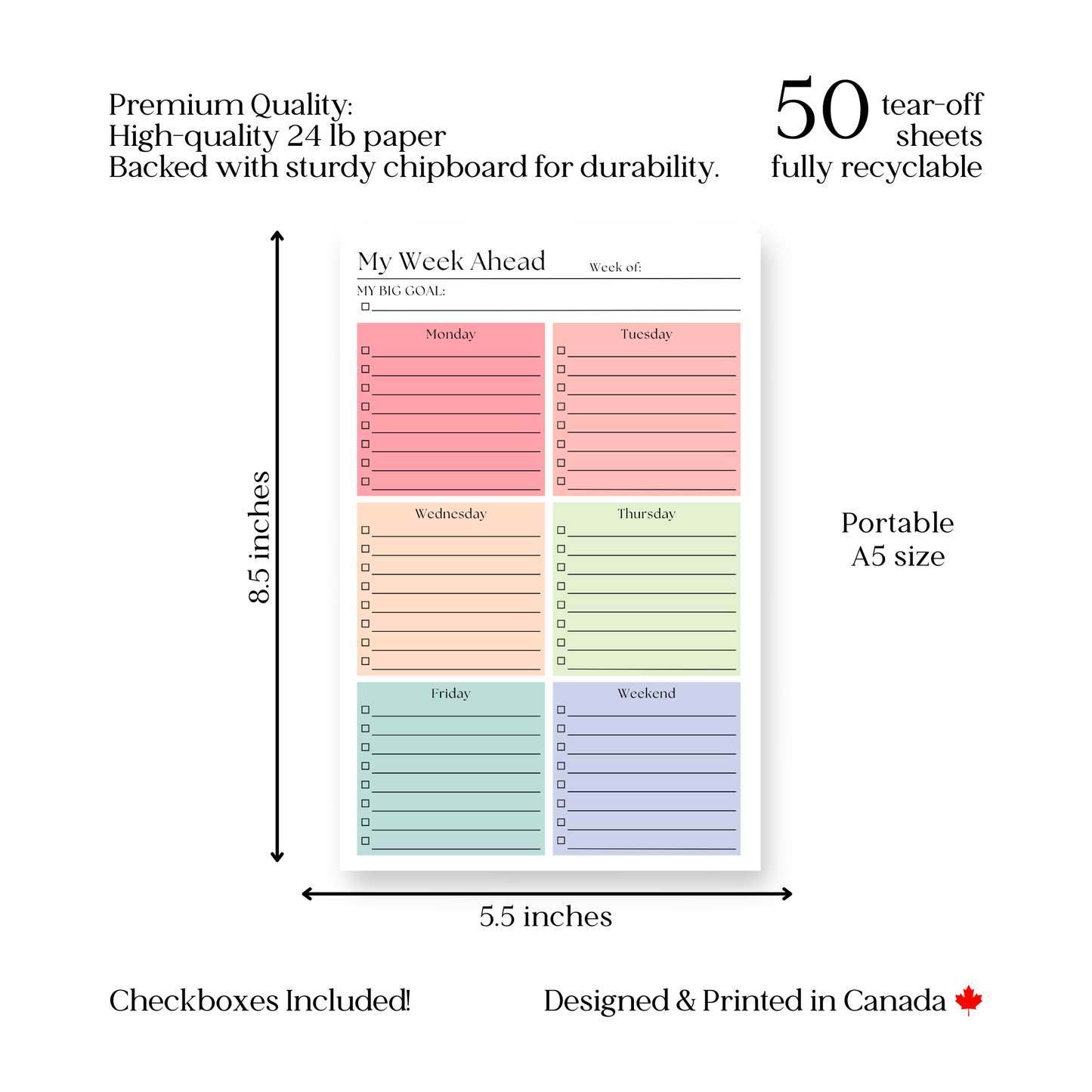 Eleventh and Taylor - This Week's Plan To-Do List: 50-Page Tear-Off Notepad