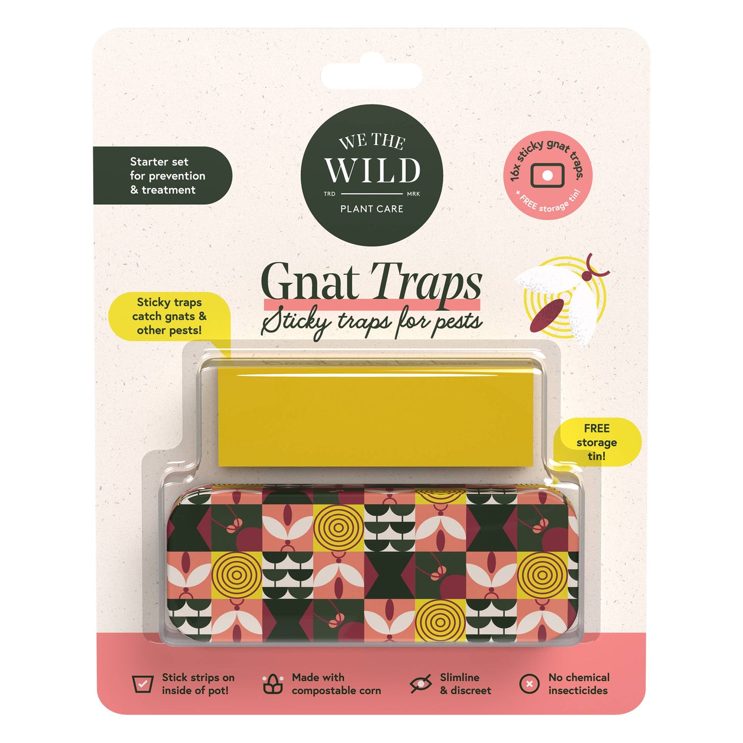 We The Wild Plant Care USA - Gnat Sticky Traps with Tin Box 16 pk