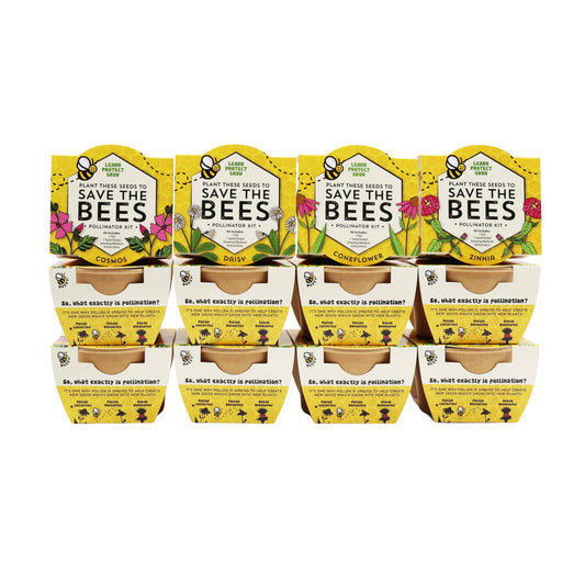 Buzzy Seeds Grow Gifts - Save The Bees Kits | Paper Cups | Pollinator Seeds