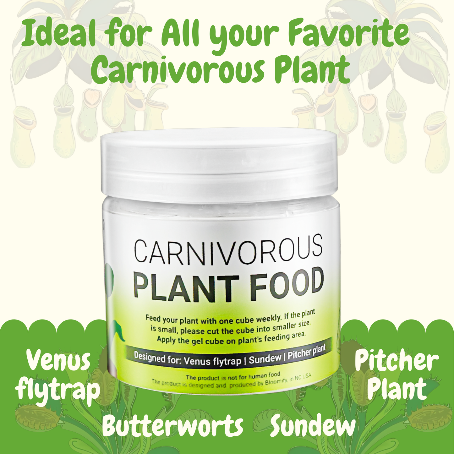 bloomify - Carnivorous Plant Food, Designed for Venus Flytraps, Sundews and Pitcher Plants, 2.5oz
