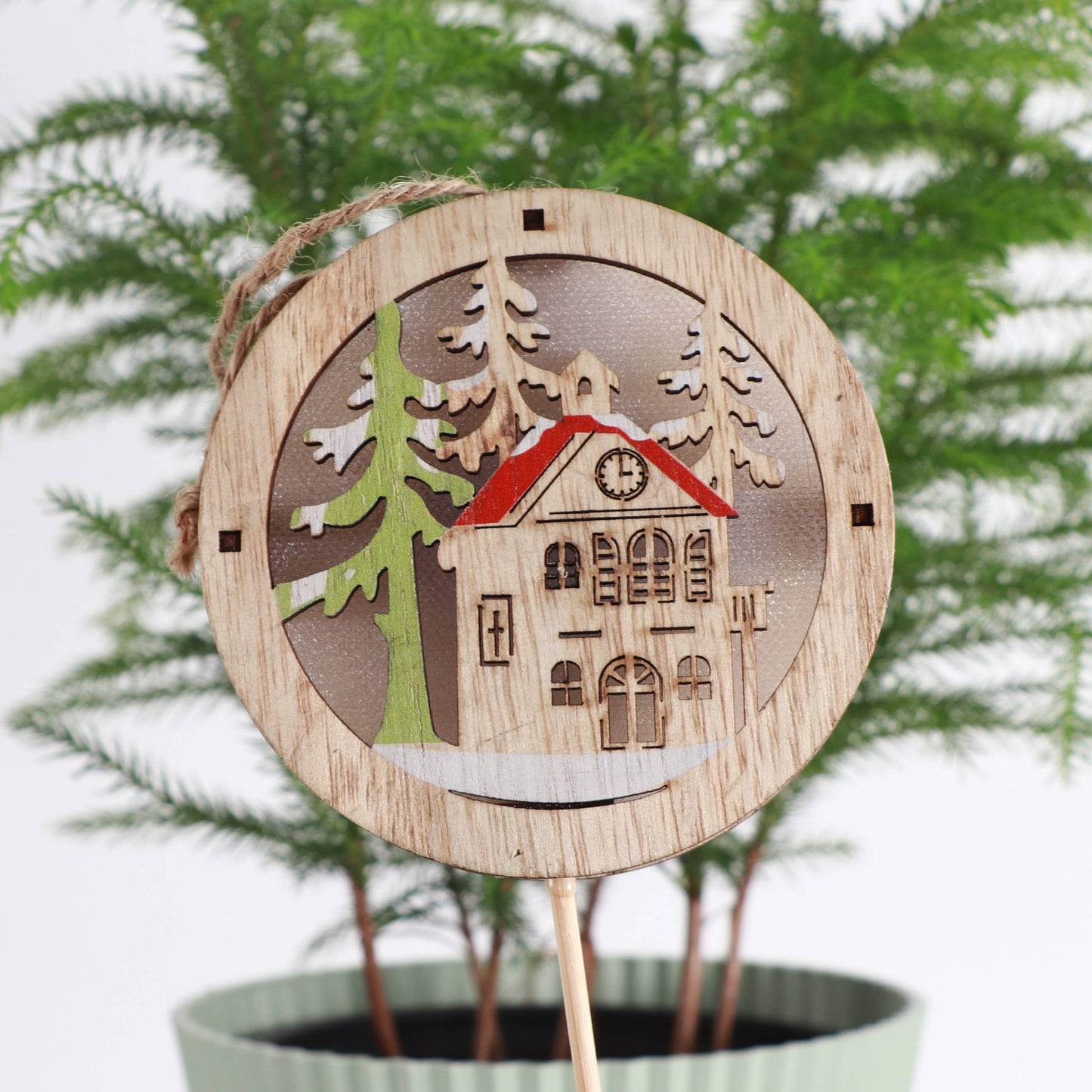LED Lighted Wintery Scene Plant Picks