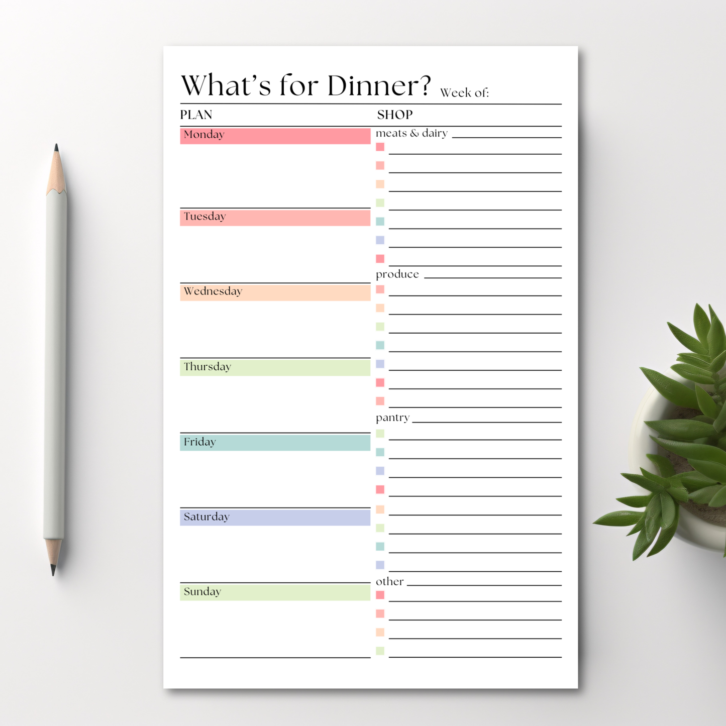 Eleventh and Taylor - Weekly Meal Planner and Shopping List: 50-Page Notepad
