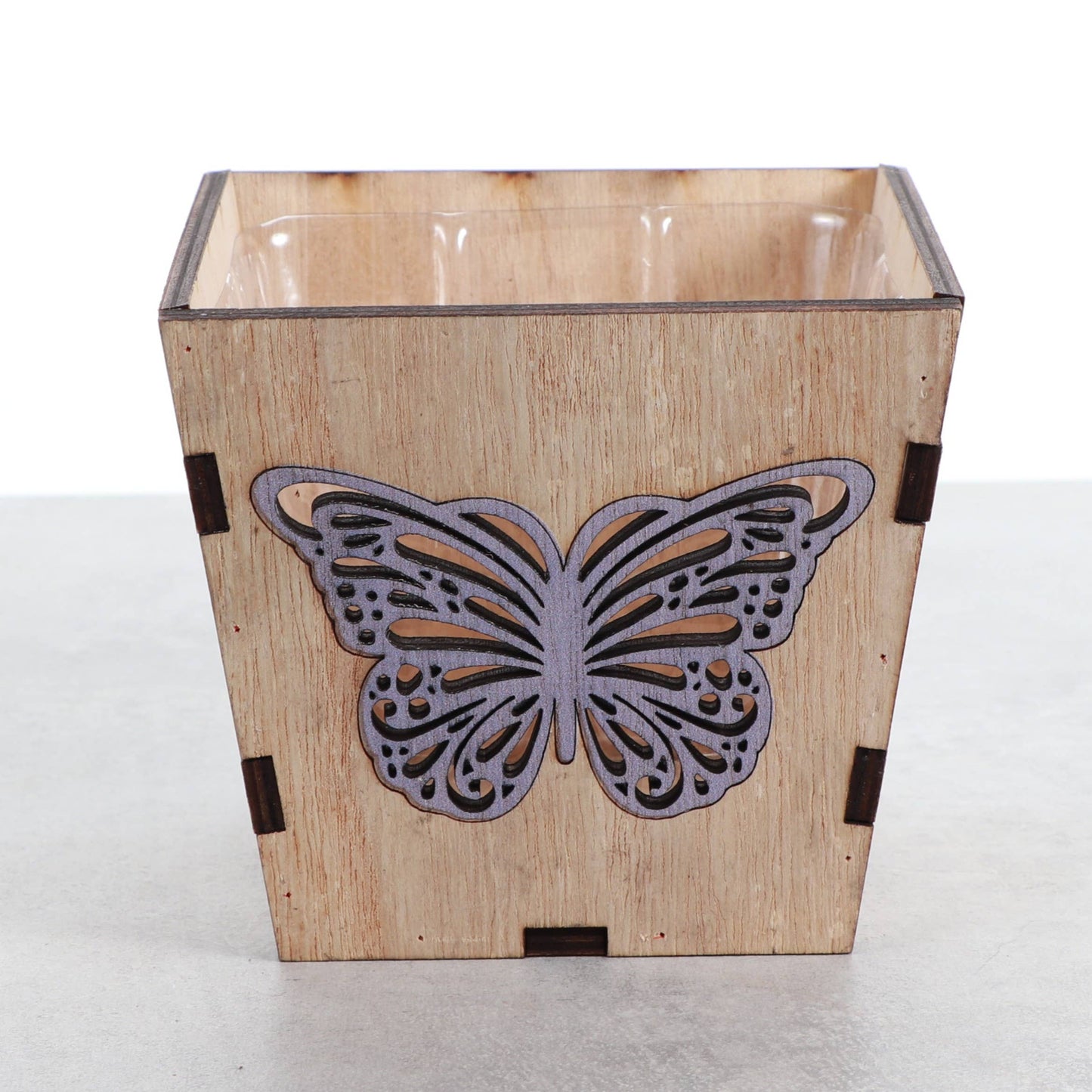 Thorsen's Greenhouse - Butterfly Design Wooden Pot for Houseplants - 4" Size