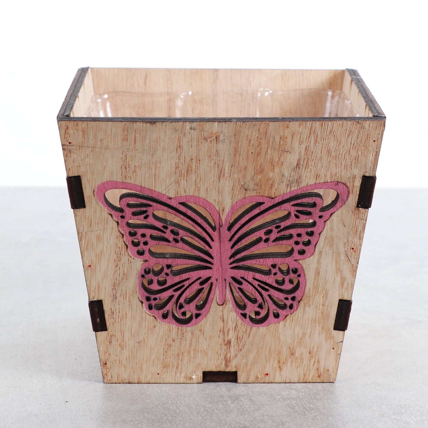 Thorsen's Greenhouse - Butterfly Design Wooden Pot for Houseplants - 4" Size