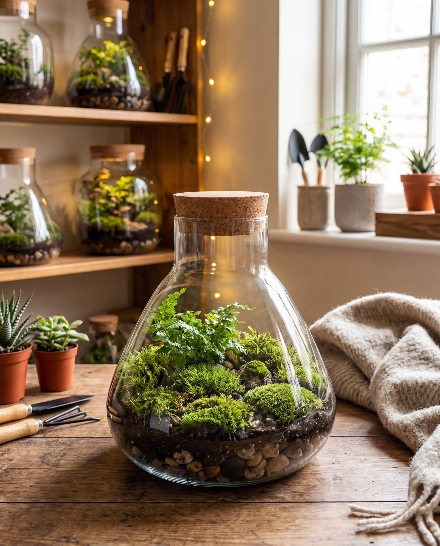 Creation Jute - Recycled Handblown Closed Cork Terrarium Glass (8.8" x 9.7")