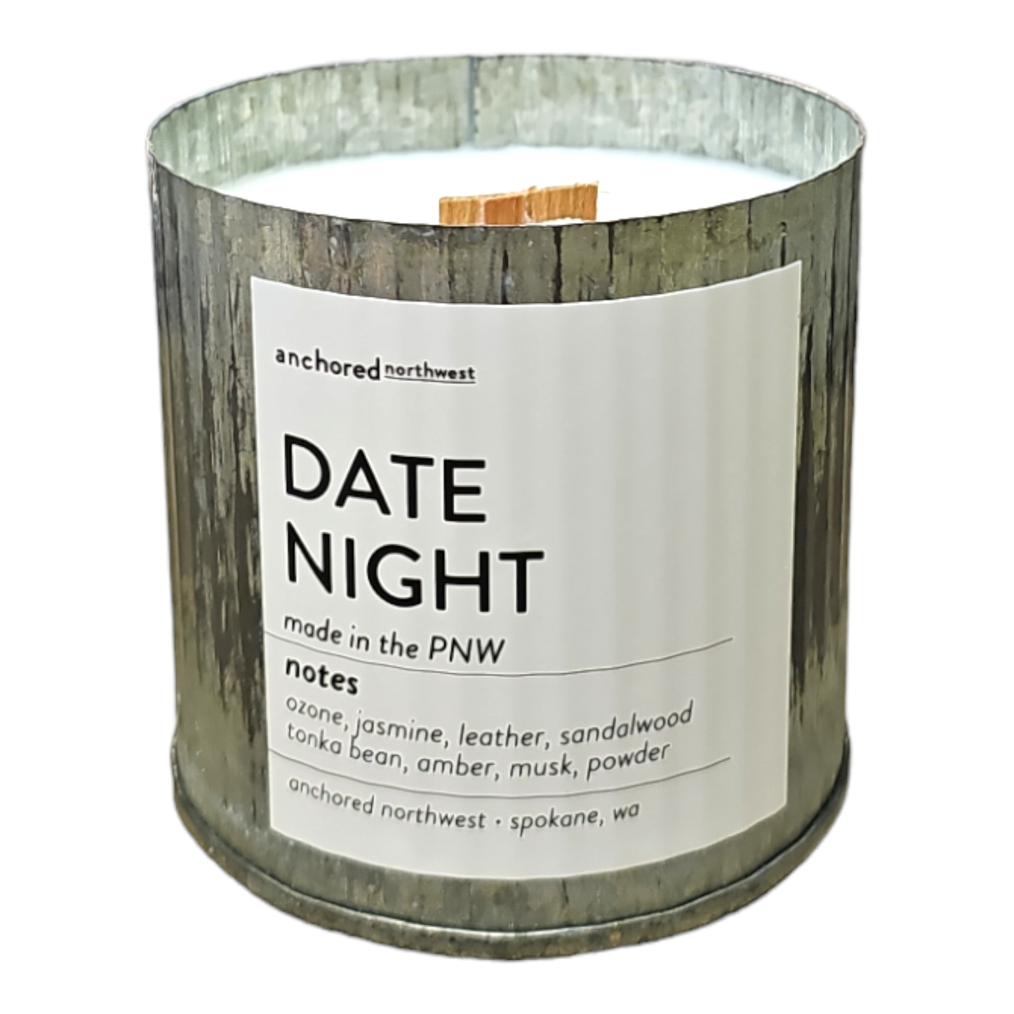 Anchored Northwest - Date Night Valentine's Day Gift Rustic Vintage Farmhouse Wood Wick Candle: 10oz