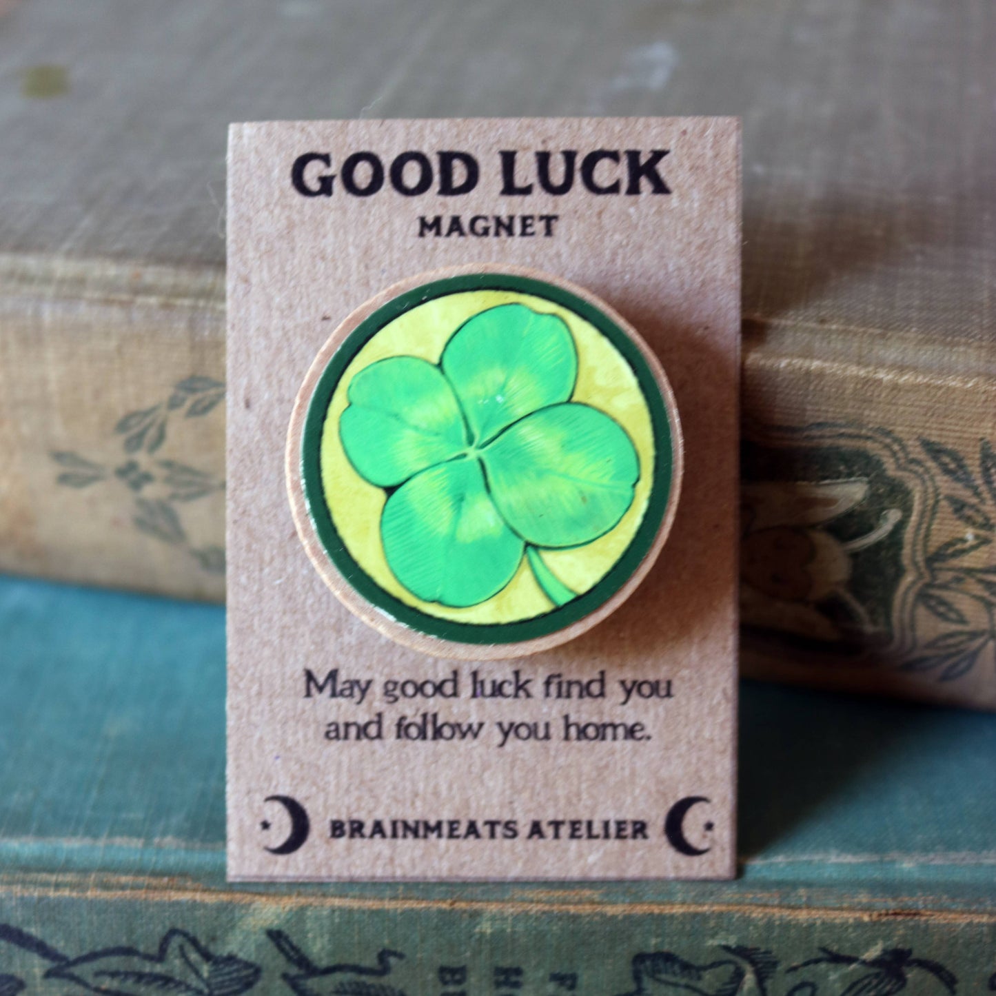 Brainmeats Atelier - Good Luck Magnet – Clover Intention Token for Fortune