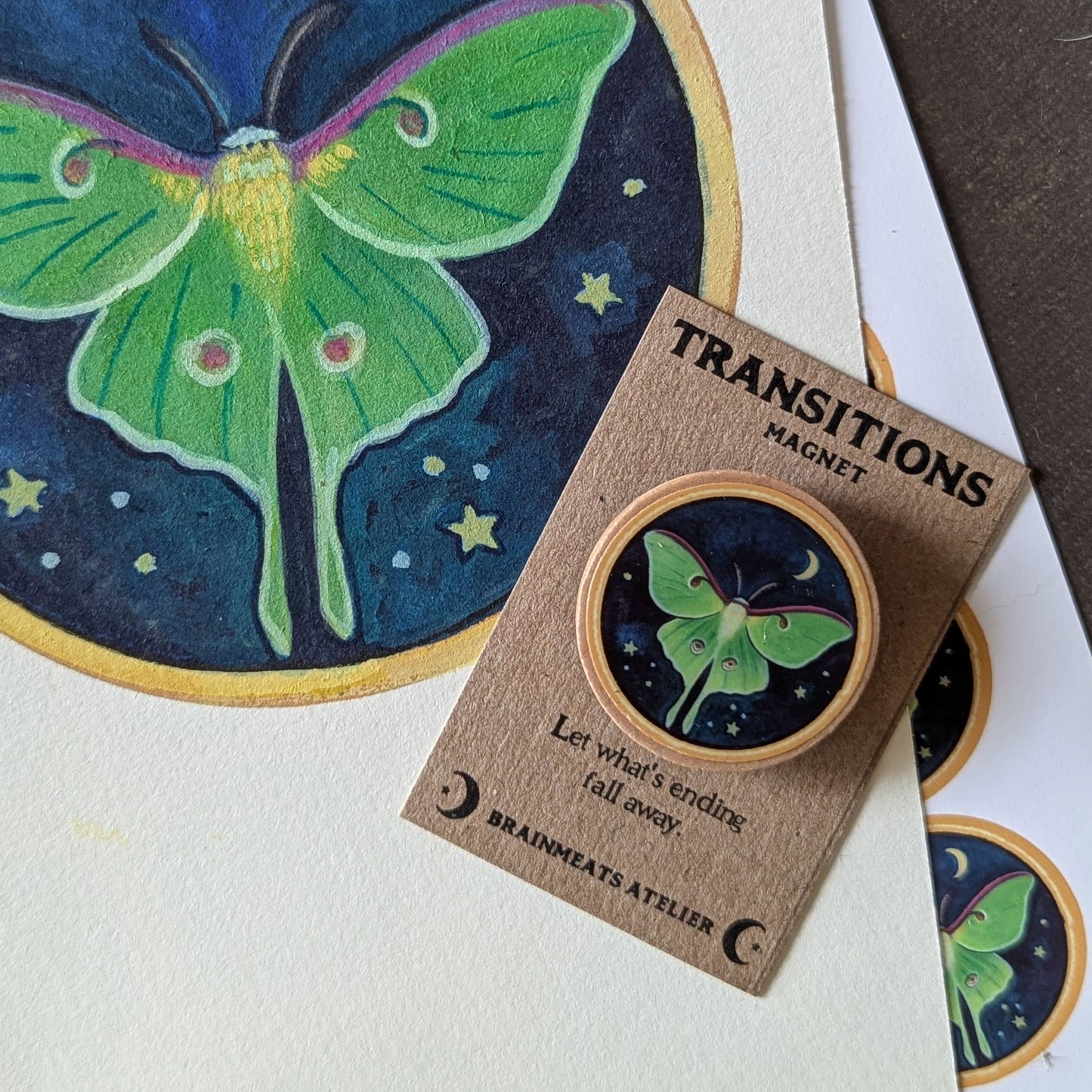Brainmeats Atelier - Transitions Magnet – Luna Moth Token for Renewal