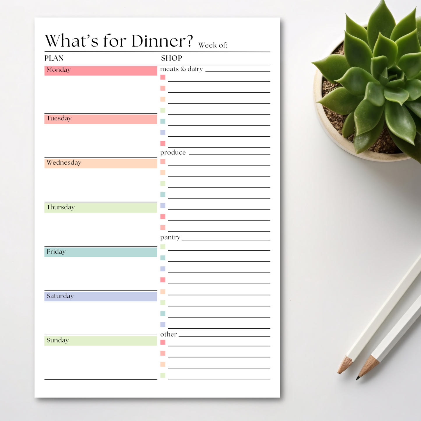 Eleventh and Taylor - Weekly Meal Planner and Shopping List: 50-Page Notepad