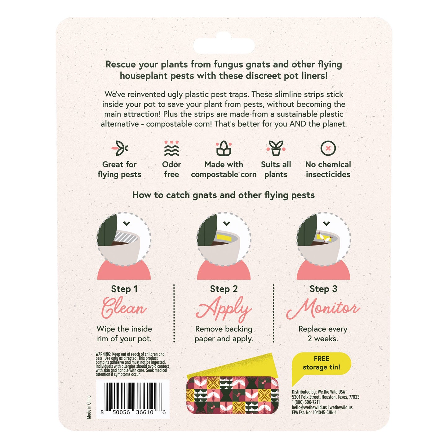 We The Wild Plant Care USA - Gnat Sticky Traps with Tin Box 16 pk