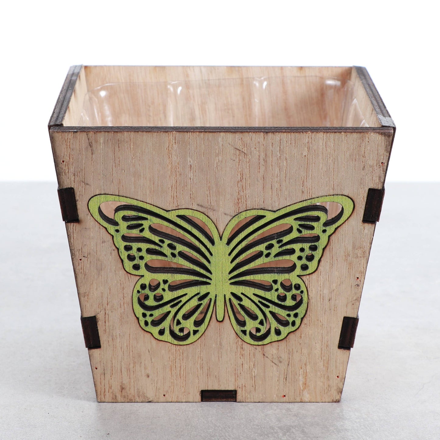 Thorsen's Greenhouse - Butterfly Design Wooden Pot for Houseplants - 4" Size