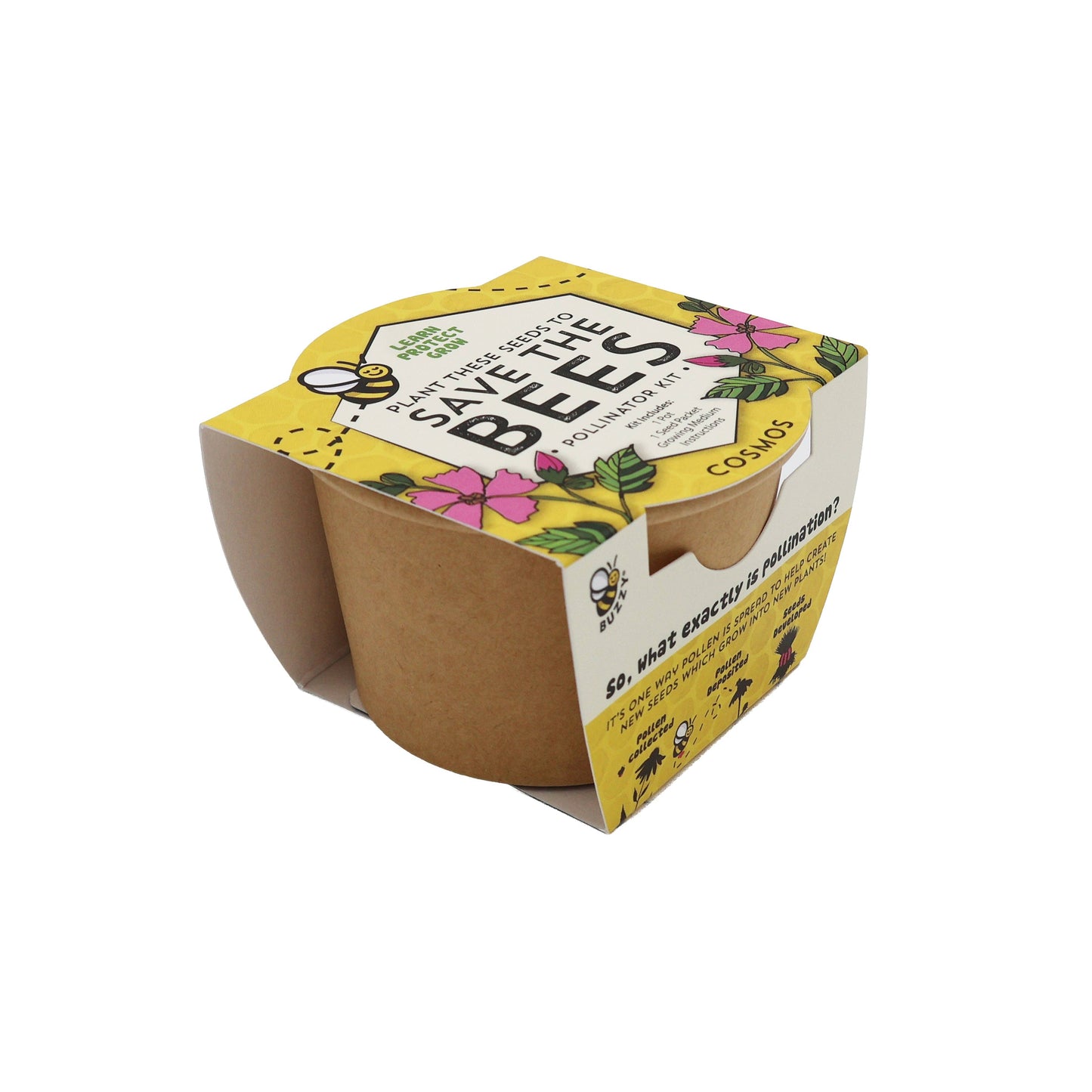 Buzzy Seeds Grow Gifts - Save The Bees Kits | Paper Cups | Pollinator Seeds