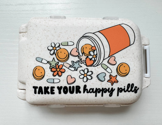 Boho + Babe - Take your Happy Pills Container - Speckled Cream
