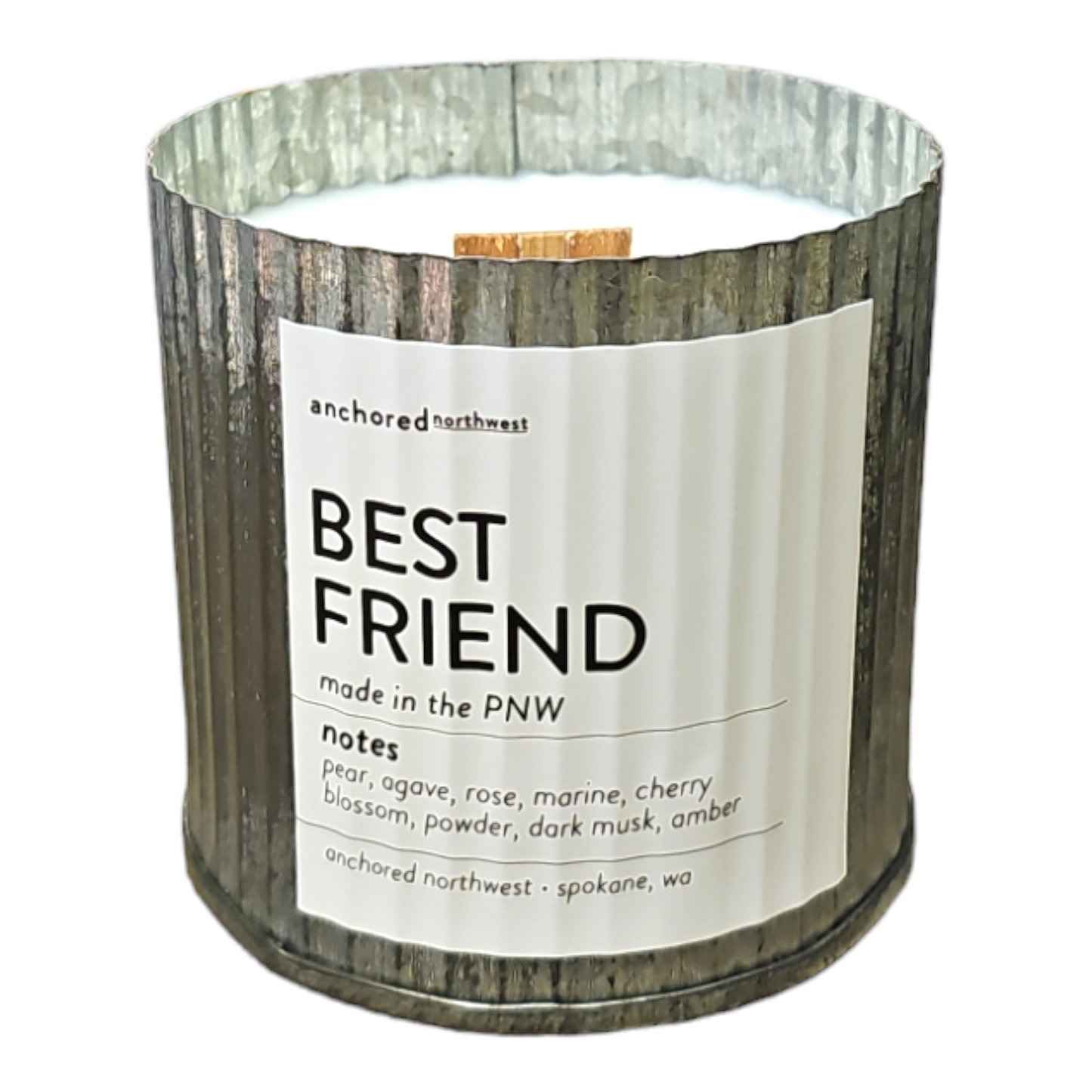 Anchored Northwest - Best Friend Rustic Vintage Farmhouse Wood Wick Candle: 10oz