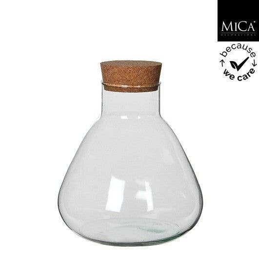 Creation Jute - Recycled Handblown Closed Cork Terrarium Glass (8.8" x 9.7")