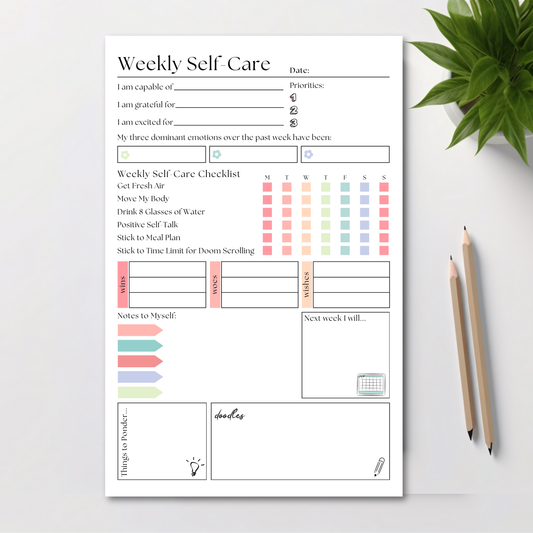 Eleventh and Taylor - Weekly Self-Care Planner: 50 Page Tear-Off Notepad