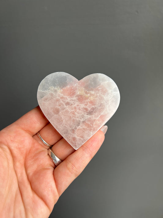 Sapphire & Sage - Flat Selenite Crystal Heart