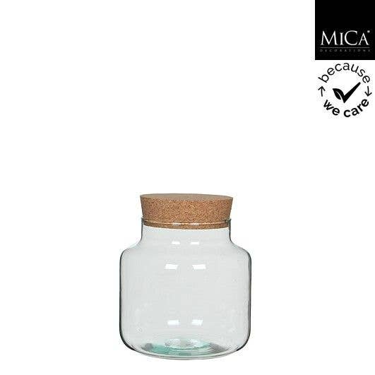 Creation Jute - Recycled Handblown Closed Cork Terrarium Glass (7.5" x 7.5")