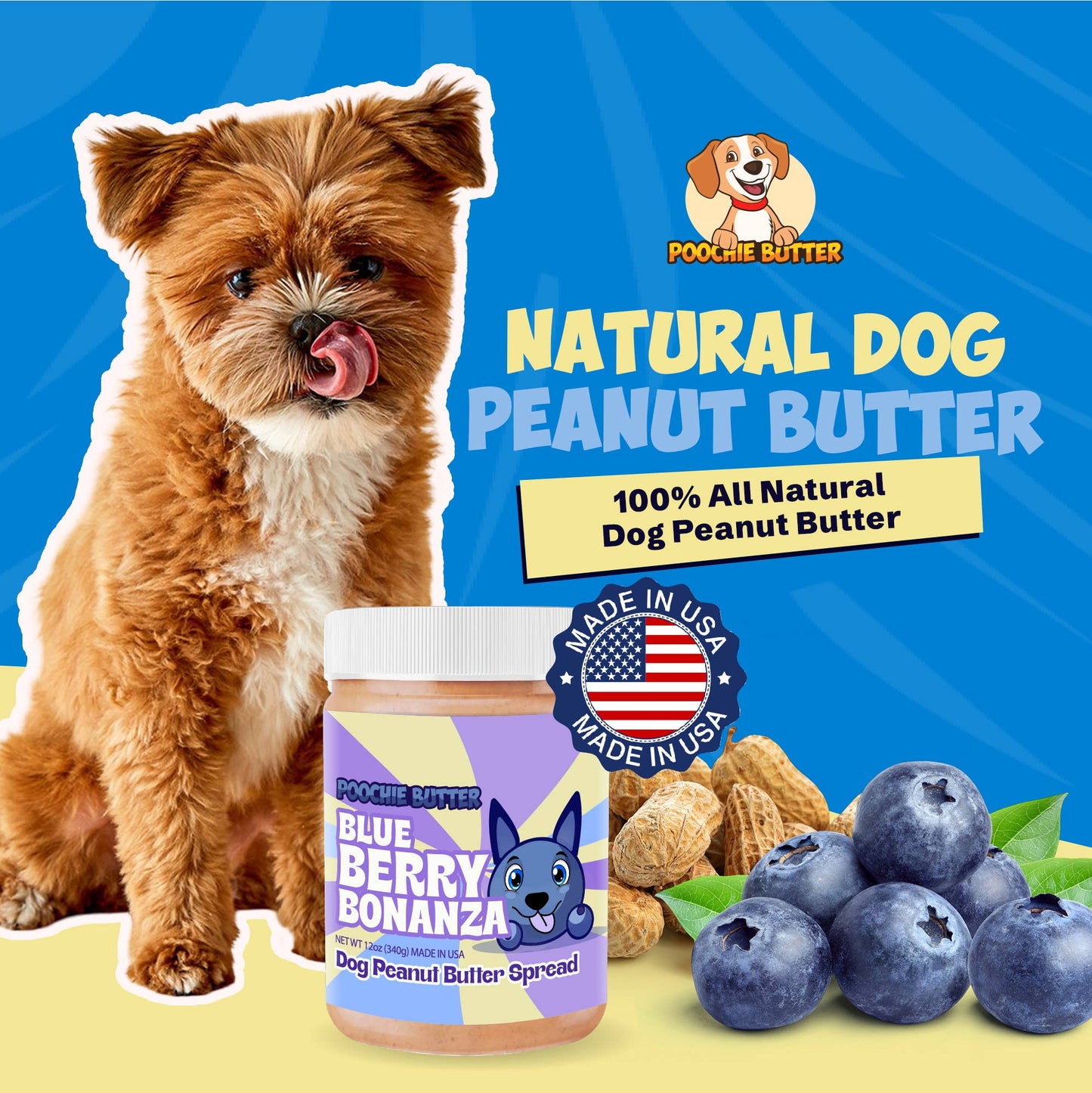 Poochie Butter - Blueberry Peanut Butter Jar 12oz